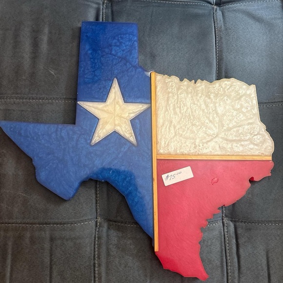 Resin Handmade Other - Texas Flag Wall Art - Blue, White & Red Texas Map Décor